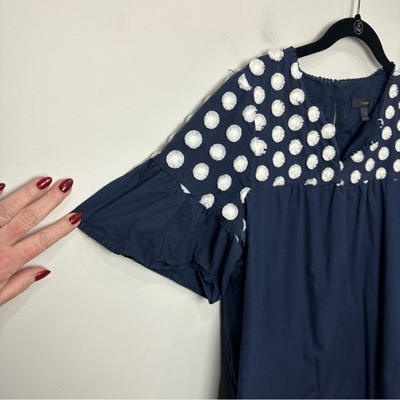 Jcrew Polka Dot Ruffle Sleeve Dress Navy Blue - Picture 6 of 11